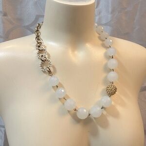 Women’s white stone bead and chain necklace. Can be worn multiple ways.